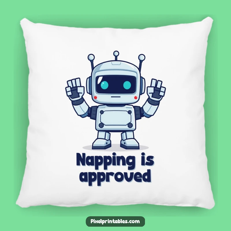 Funny Pixel Robot Waving Pillow - Comfy Retro Friend Gift!