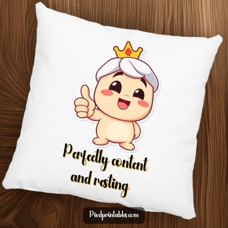 Funny thumbs up pillow featuring a happy character with a wide grin, perfect for adding comfort and cheer.