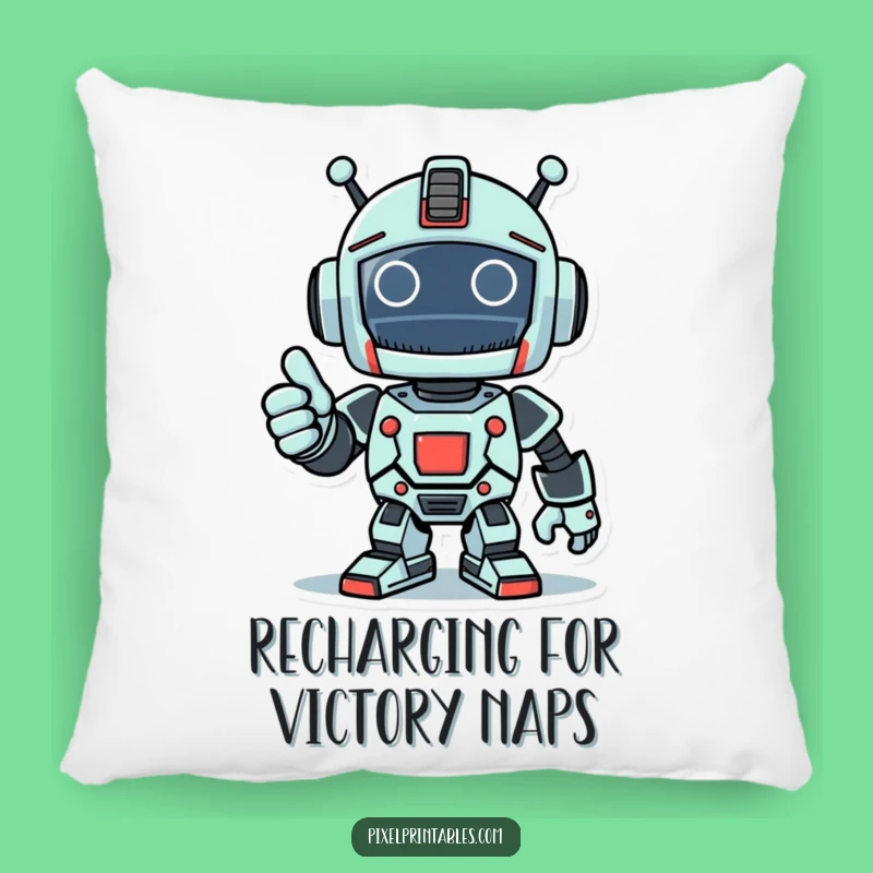 Funny Pixel Robot Thumbs Up Pillow - Cozy Victory Comfort