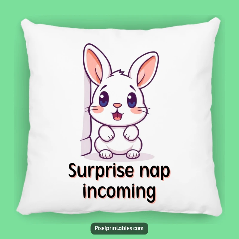 Funny Pixelated Rabbit Pillow: Cozy Surprised Gamer Accent for Retro Pixel Art Lovers