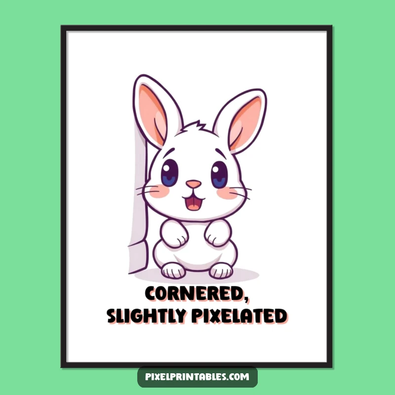 Funny Pixelated Rabbit Digital Art: Surprising Retro Pixel Gamer Wall Decor
