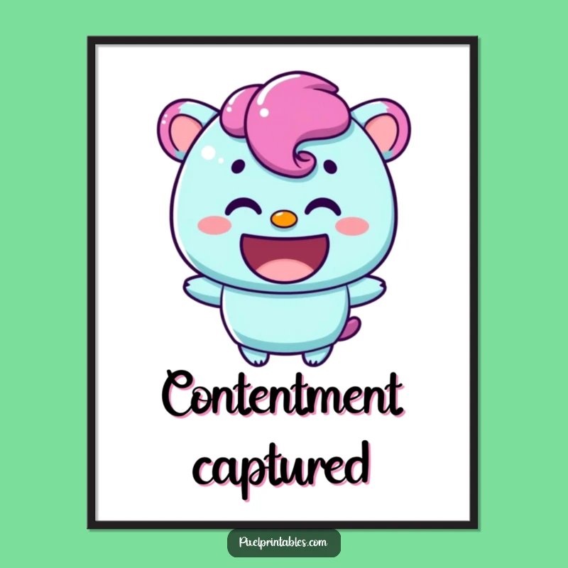 Funny Content Pixel Character Digital Art: Warm Smile Print