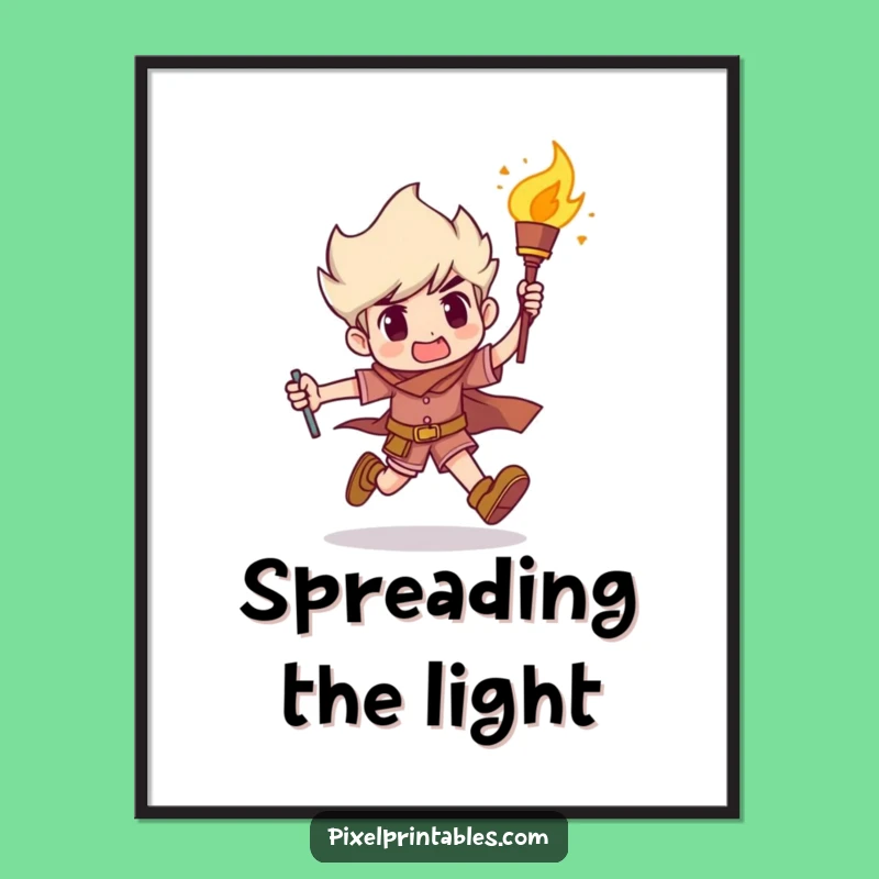 Funny Determination Torch Runner Digital Art: Motivational Humor for Your Space