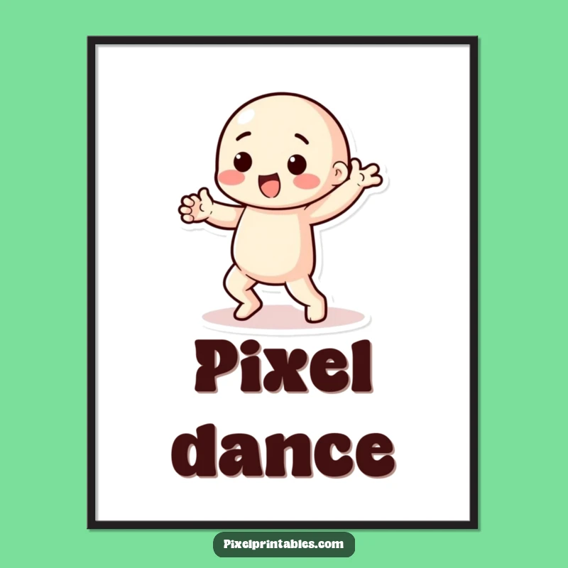 Funny Pixel Dancer Digital Art: Playful Character's Dance Instant Download