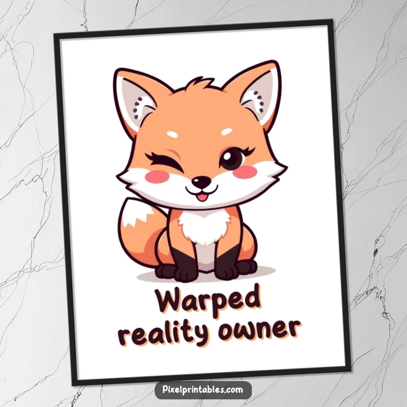 Funny Pixel Fox Digital Art: Mischievous pixelated fox winks playfully, offering retro gaming humor as an instant download.