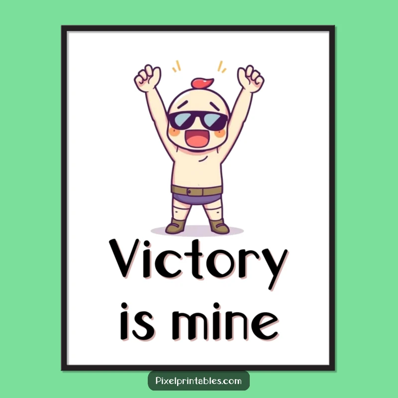 Funny Pixel Victory Digital Art - Instant Gamer Decor, Perfect Creative Gift!