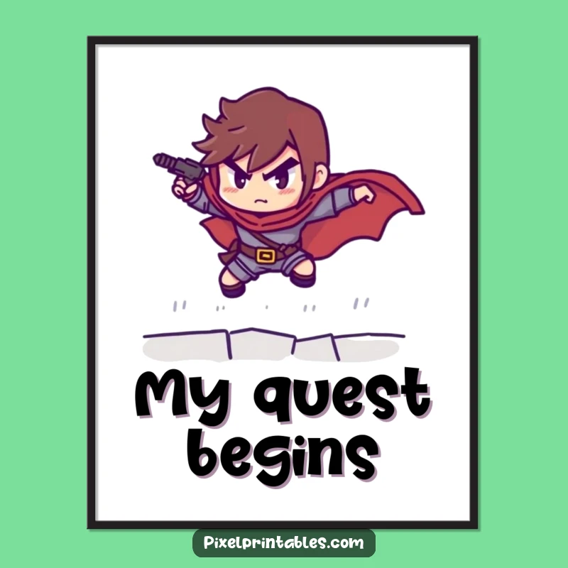 Funny Pixelated Hero Digital Art: Epic Leaper Print