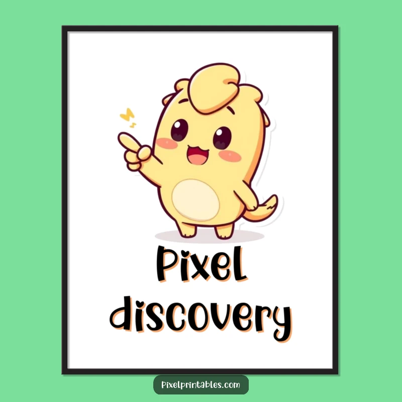 Funny Pixel Pointing Digital Art Print: Curious Character Art for Enthusiastic Walls