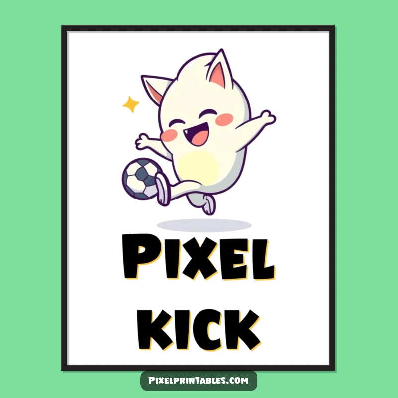Funny Pixel Kicker Digital Art: Mischievous Character's Pixel Ball Instant