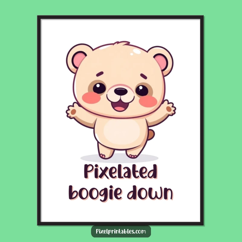Funny Pixel Bear Art: Instant Dance for Playful Decor