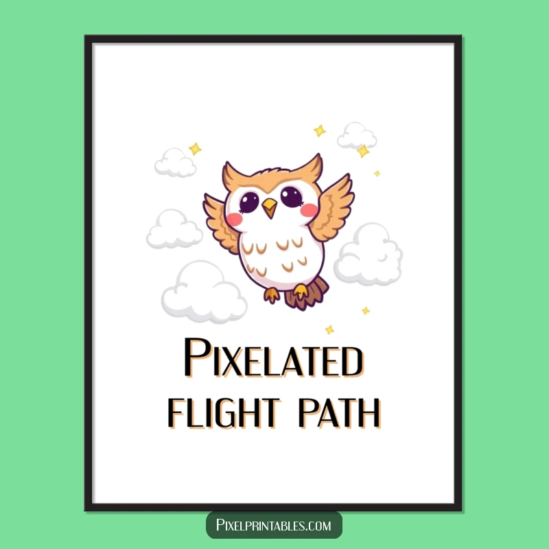 Funny Pixel Owl Art: Instant Flight for Retro Decor