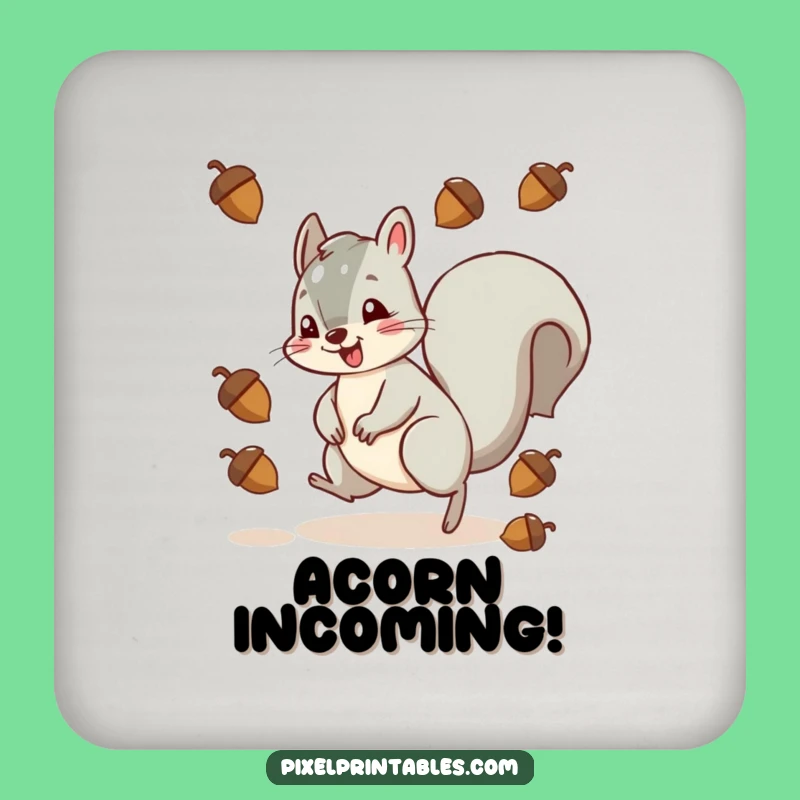 Funny Squirrel Pixel Acorn Dodge Coaster - Protect Your Surfaces!