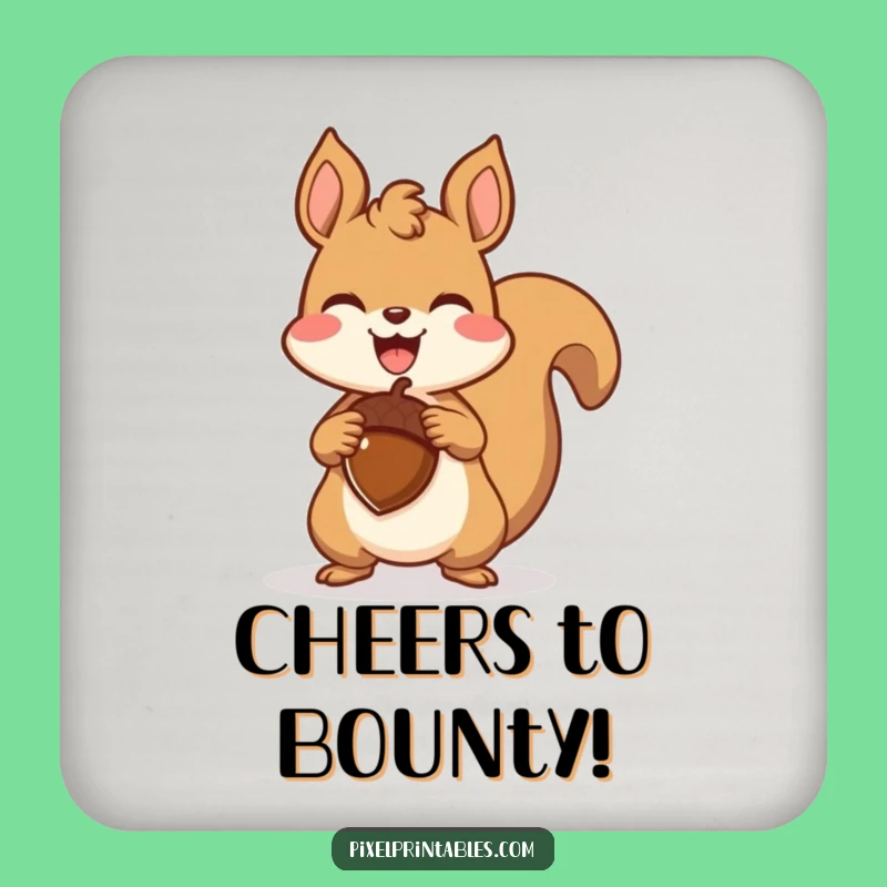 Funny Pixel Squirrel Coaster Set - Protect Drinks with Triumphant Acorn Joy Gift