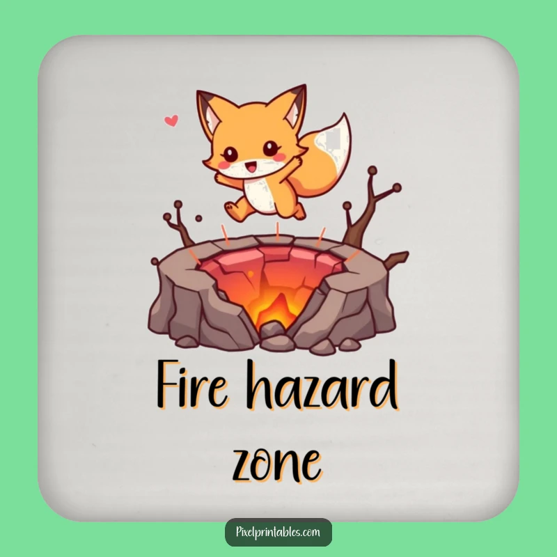 Retro Funny Fox Lava Jump Coasters: Protect Tables with Pixels, Great Funny Gift