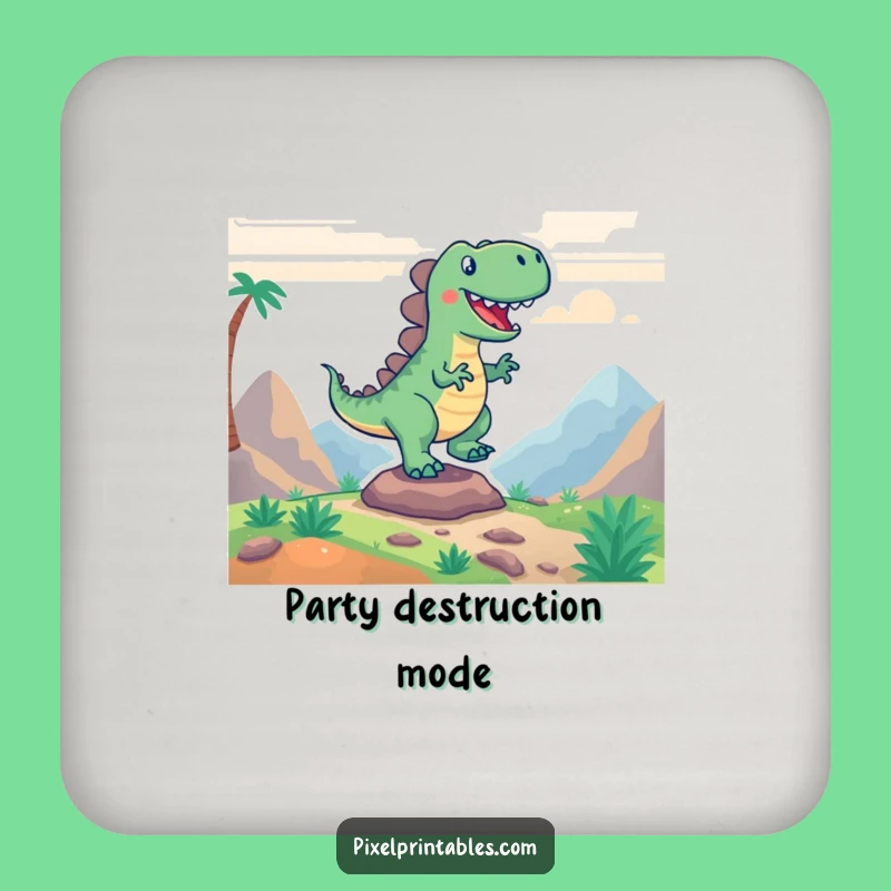 Funny Pixel Dino Stomp Drink Coaster - Exciting Protection for Surfaces