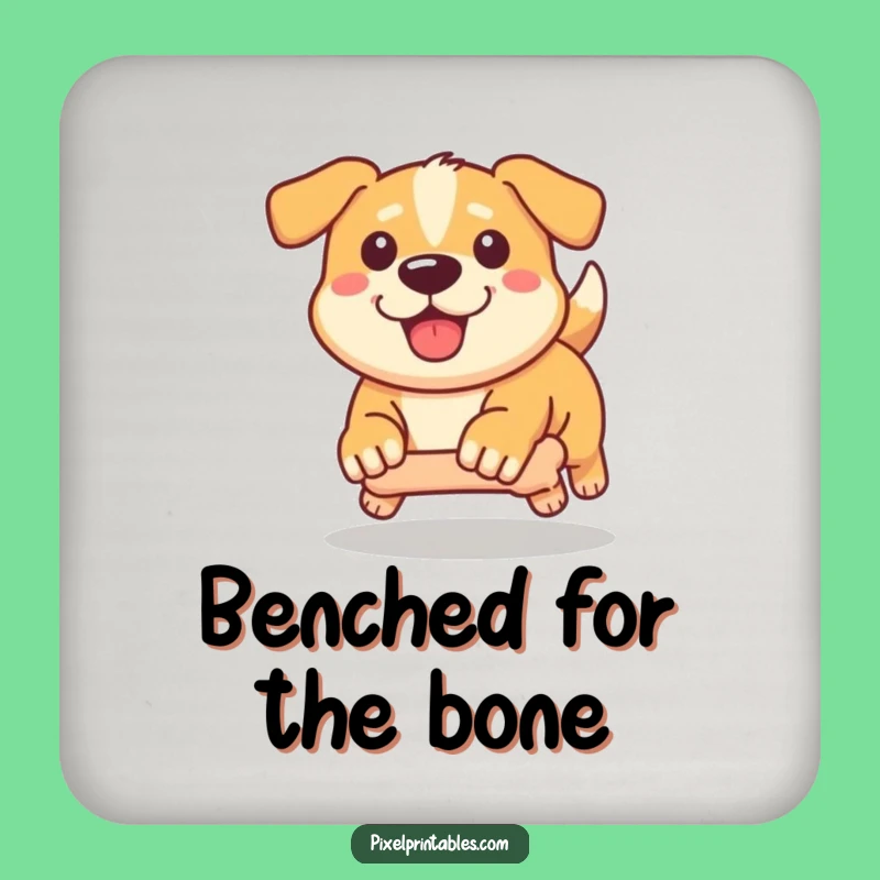 Funny Pixel Dog Coaster: Determined Chase Protection, Pixel Table Art