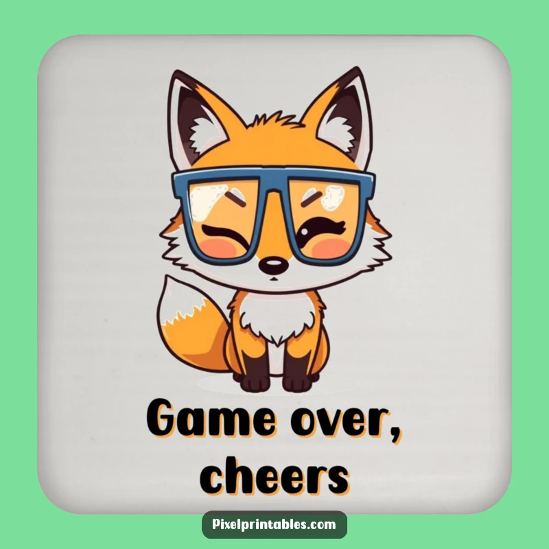 Funny Pixel Fox Drink Coaster: Retro Protection for Your Surfaces