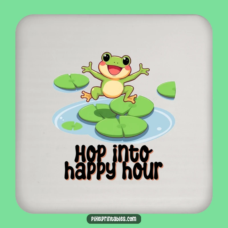 Funny Pixel Frog Coaster: Protect Surface Leaping Character Decor, Cool Funny Gift