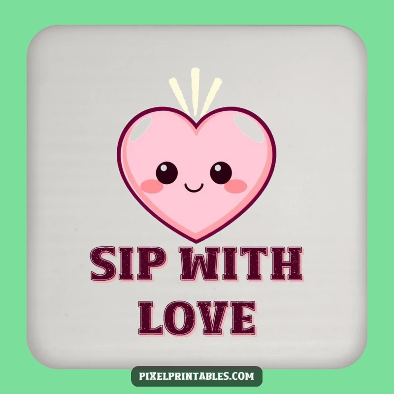 Funny Pixel Heart Coasters - Protect Surfaces with Love, Perfect Set Gift!