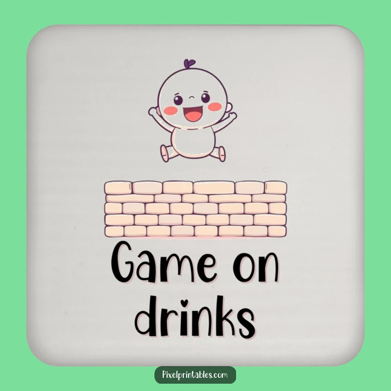Funny Pixel Jump Coasters: Gleeful Character for Retro Table Protection