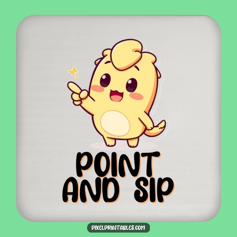 Funny Pixel Pointing Drink Coaster: Curious Decor for Enthusiastic Tables