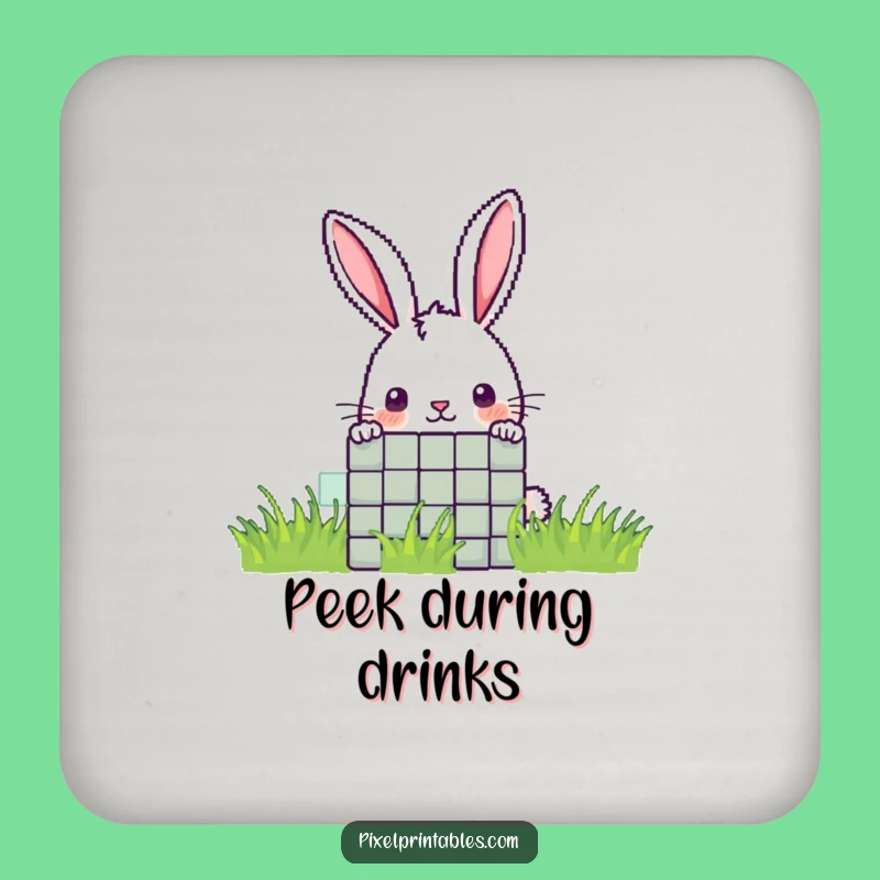 Funny Pixel Rabbit Coaster: Protect Surfaces with a Curious Peek