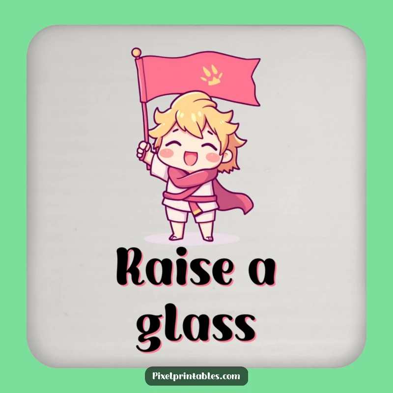 Funny Pixel Victory Coasters: Triumphant Gamer Set, Protect Surfaces Gift