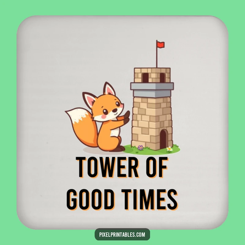 Funny Pixelated Fox Coaster: Protect Surfaces with Pixelated Builder Art