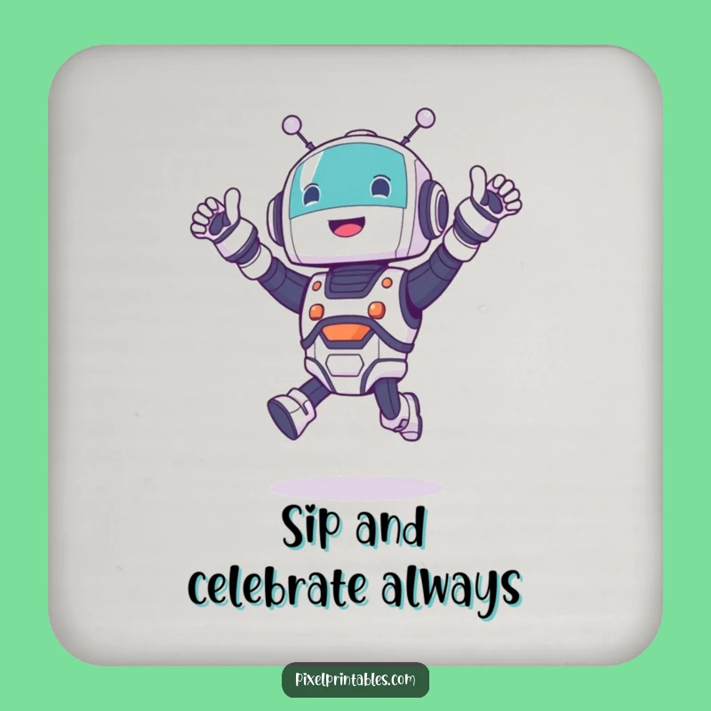 Funny Robot Jumping Coaster Set: Protect Surfaces with Robotic Fun