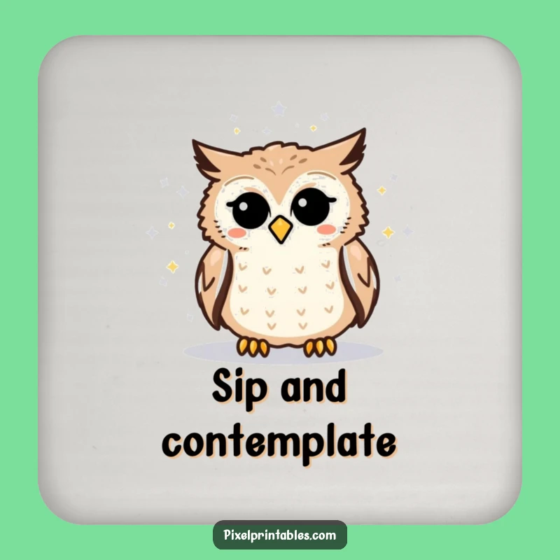 Funny Pixelated Owl Star Map Drink Coaster Protect Surfaces with Cosmic Geekiness