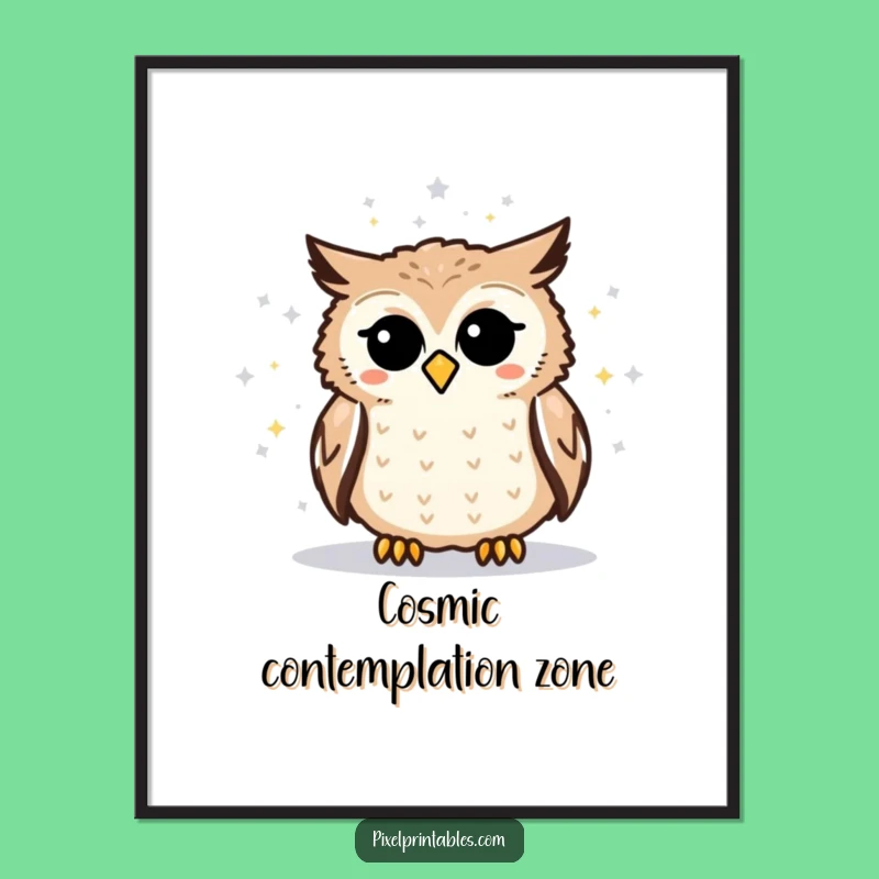 Funny Pixelated Owl Star Map Poster Amplify Your Geeky Decor with Cosmic Art