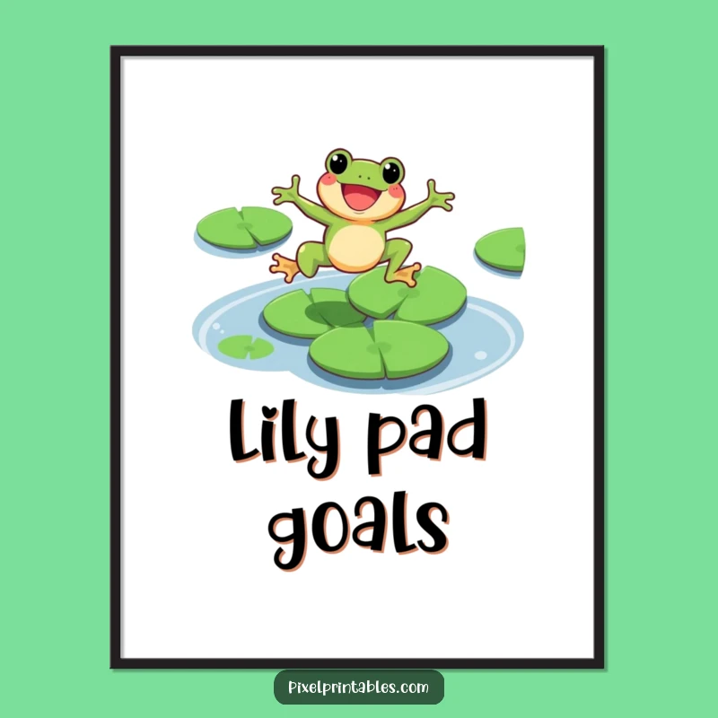 Funny Pixel Frog Poster: Vibrant Leaping Character Art, Fantastic Funny Gift