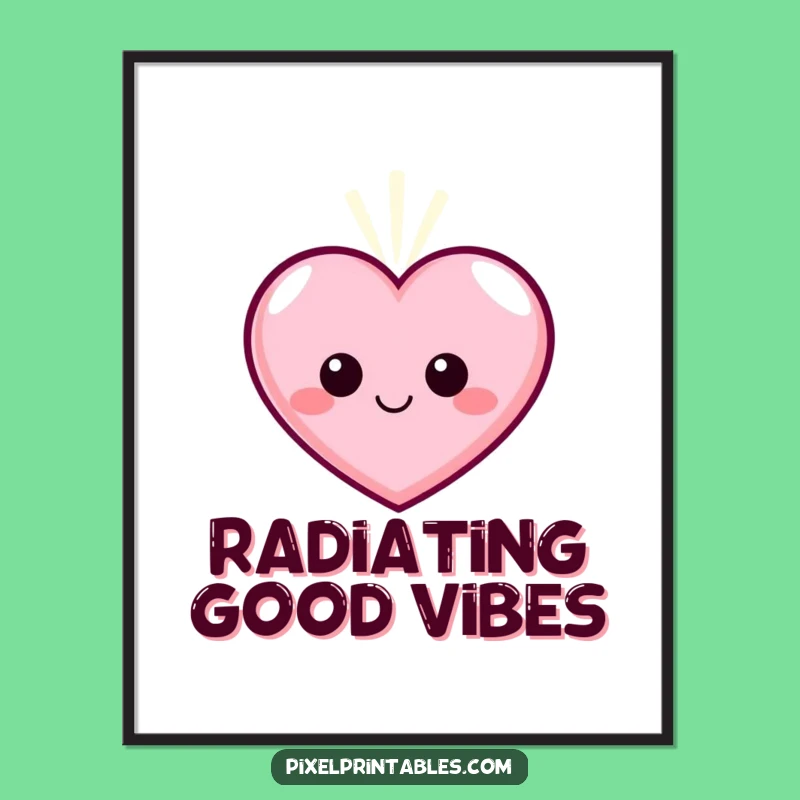 Funny Pixel Heart Poster - Glowing Character Art, Perfect Wall Gift!