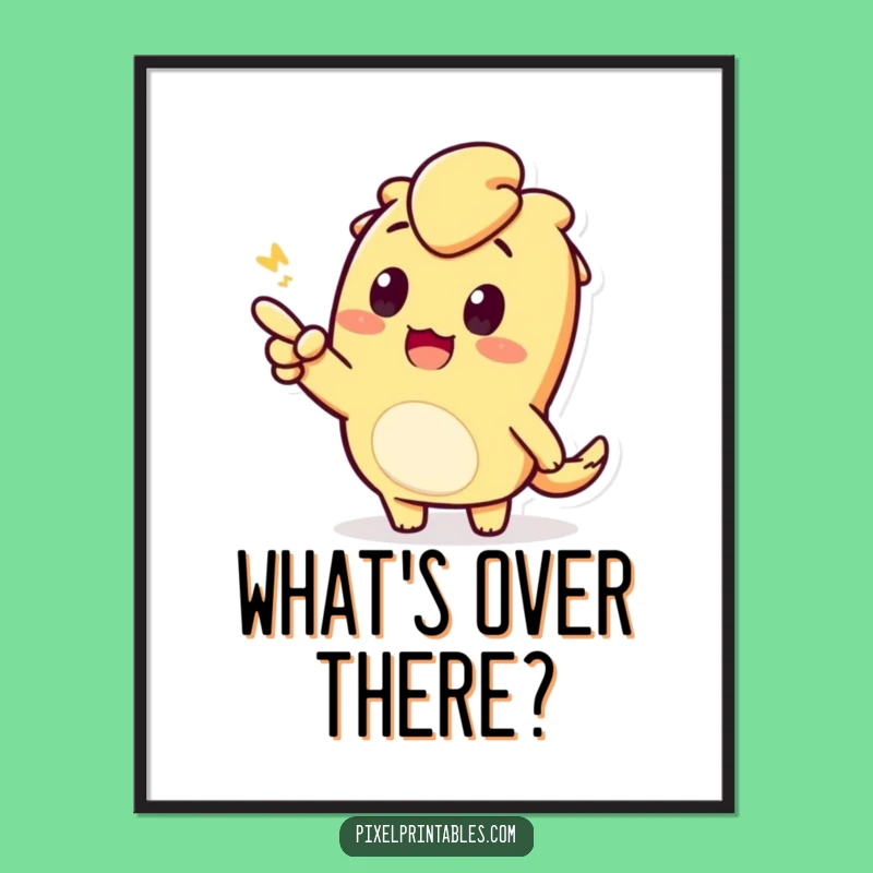 Funny Pixel Pointing Poster: Curious Character Art for Enthusiastic Walls
