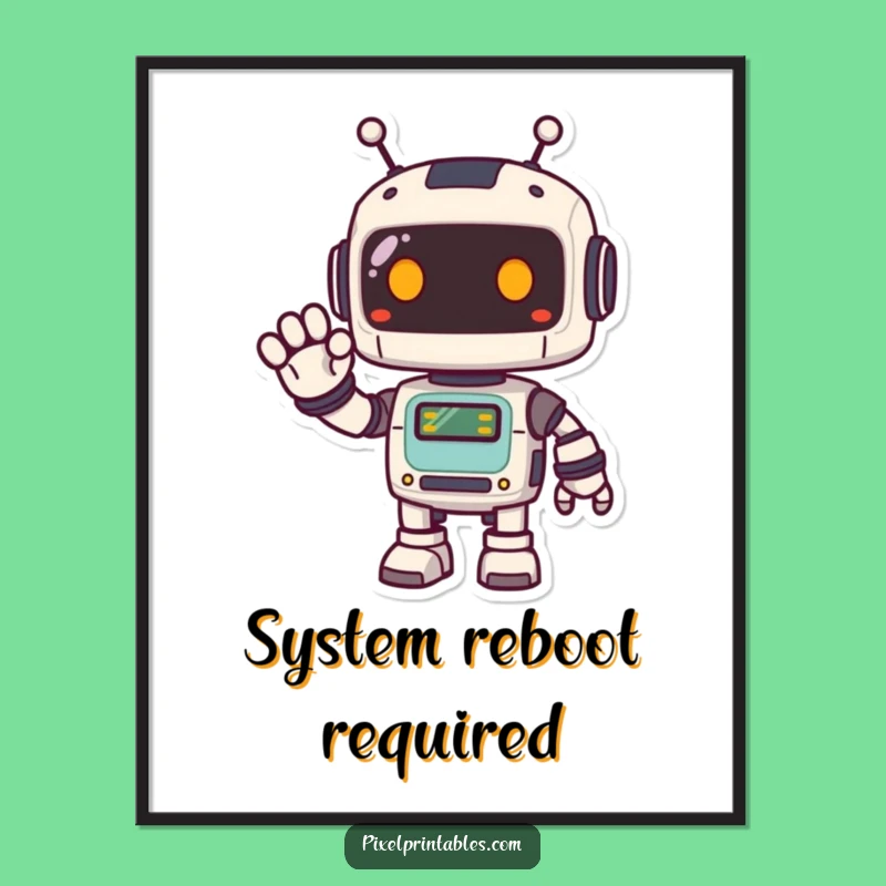 Funny Pixel Robot Poster: Retro Bot Wall Art, Perfect Humorous Gift