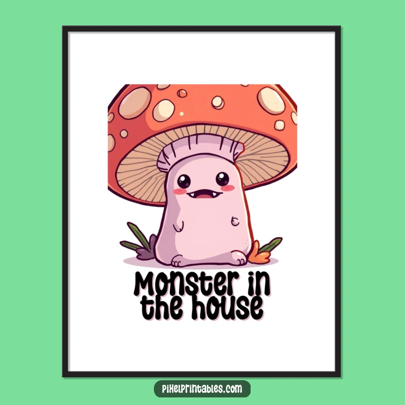 Funny Kawaii Monster Pixel Poster: Cute Art for Your Walls!