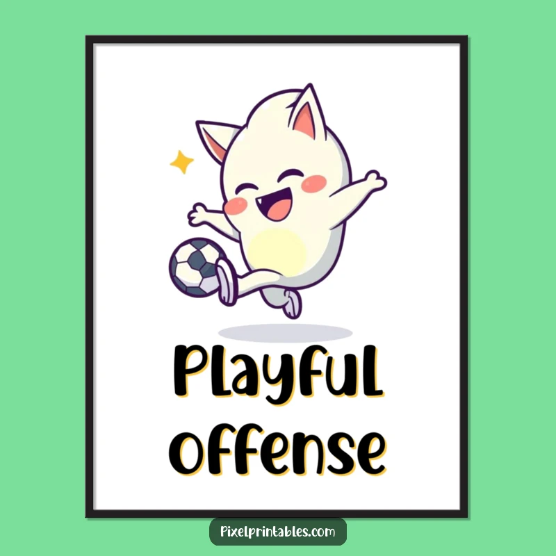 Funny Pixel Kicker Poster: Mischievous Character's Pixel Ball Art