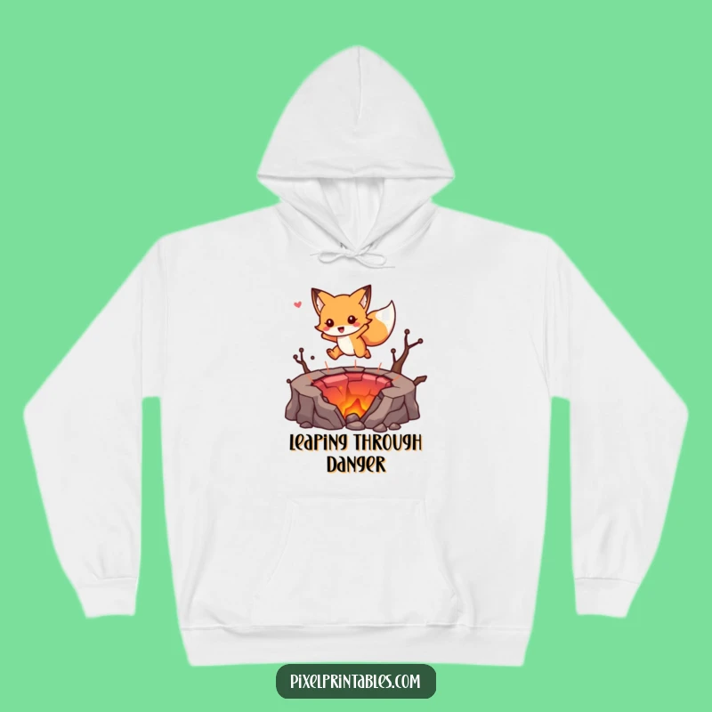 Cozy Funny Fox Lava Jump Hoodie: Level Up Your Warmth, Cool Funny Gift
