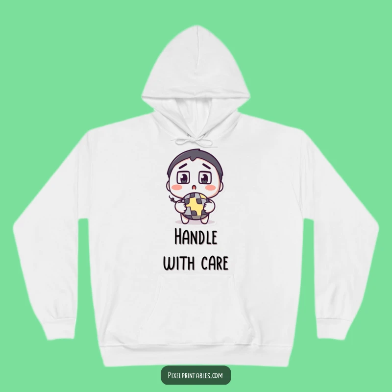 Cozy Funny Pixel Bomb Hoodie: Surprised Gamer's Shocking Comfort