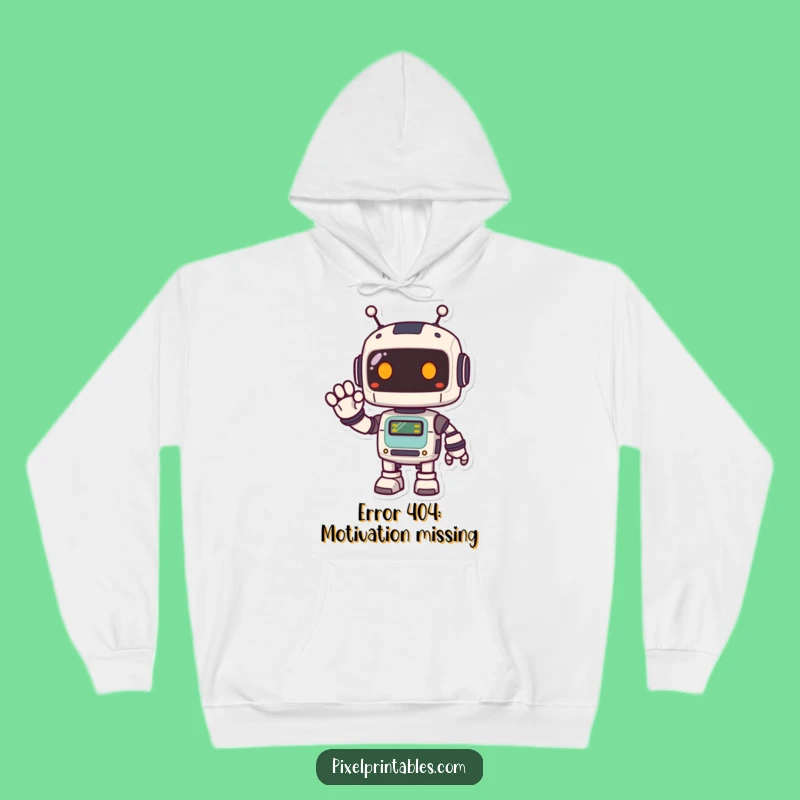 Cozy Funny Pixel Robot Hoodie: Warm Retro Bot Sweatshirt, Great Gift
