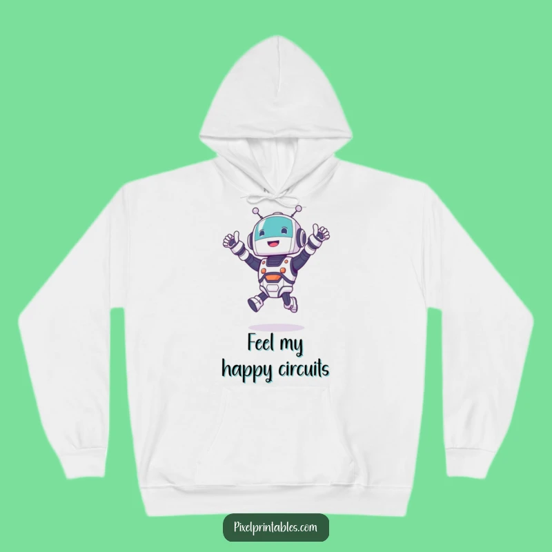 Cozy Funny Robot Jumping Hoodie: Keep Warm and Cheer On