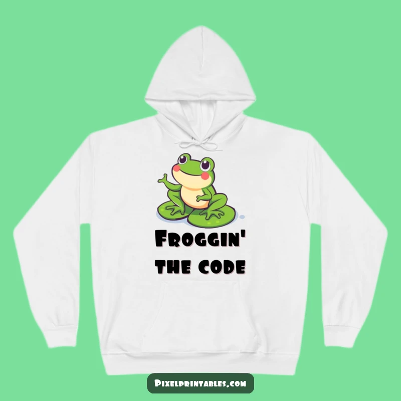 Funny Pixel Frog Hoodie: Cozy & Fun Retro Gamer Gear