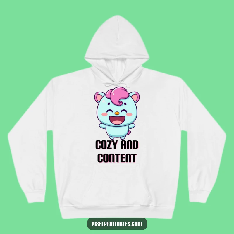 Funny Content Pixel Character Hoodie: Cozy Warm Smile