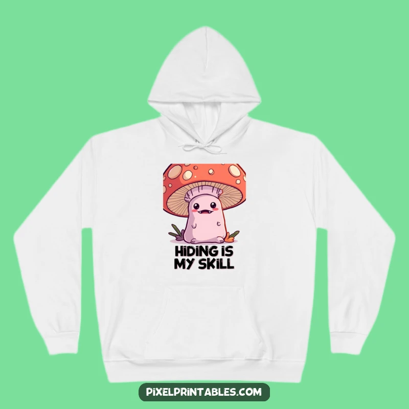Funny Kawaii Monster Hoodie: Cozy Pixel Mushroom Pal, Great Gift!