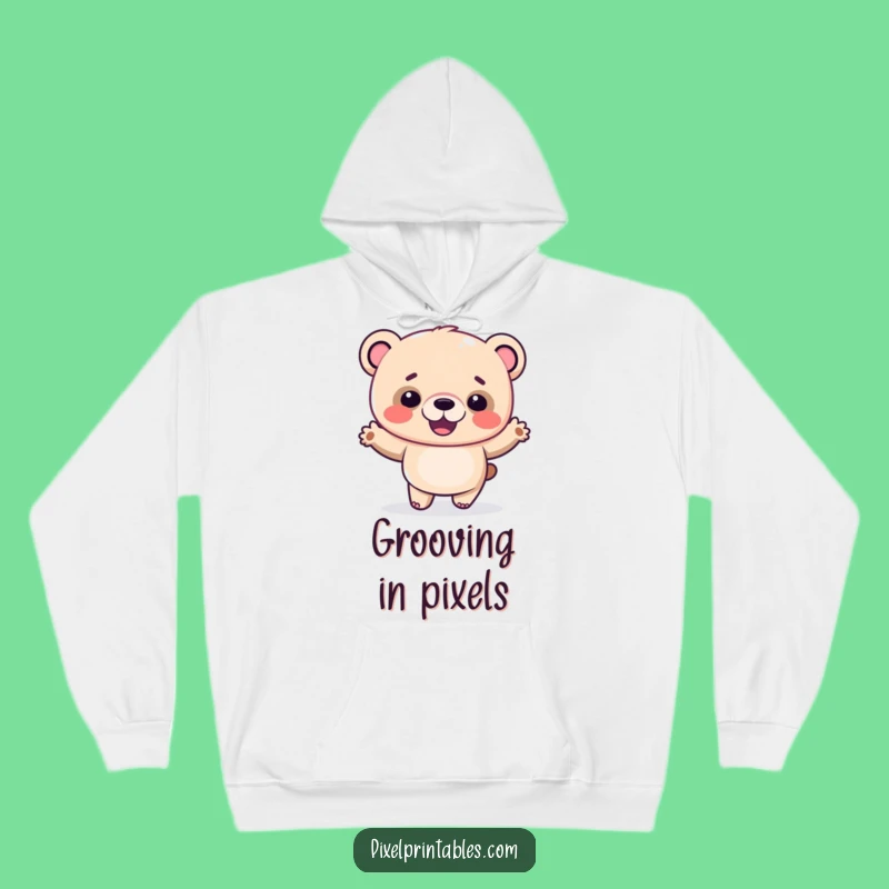 Funny Pixel Bear Hoodie: Cozy Dance for a Warm Funny Gift