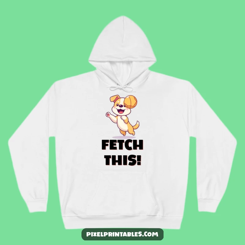 Funny Pixel Dog Ball Hoodie - Cozy Retro Gaming Dog Comfort