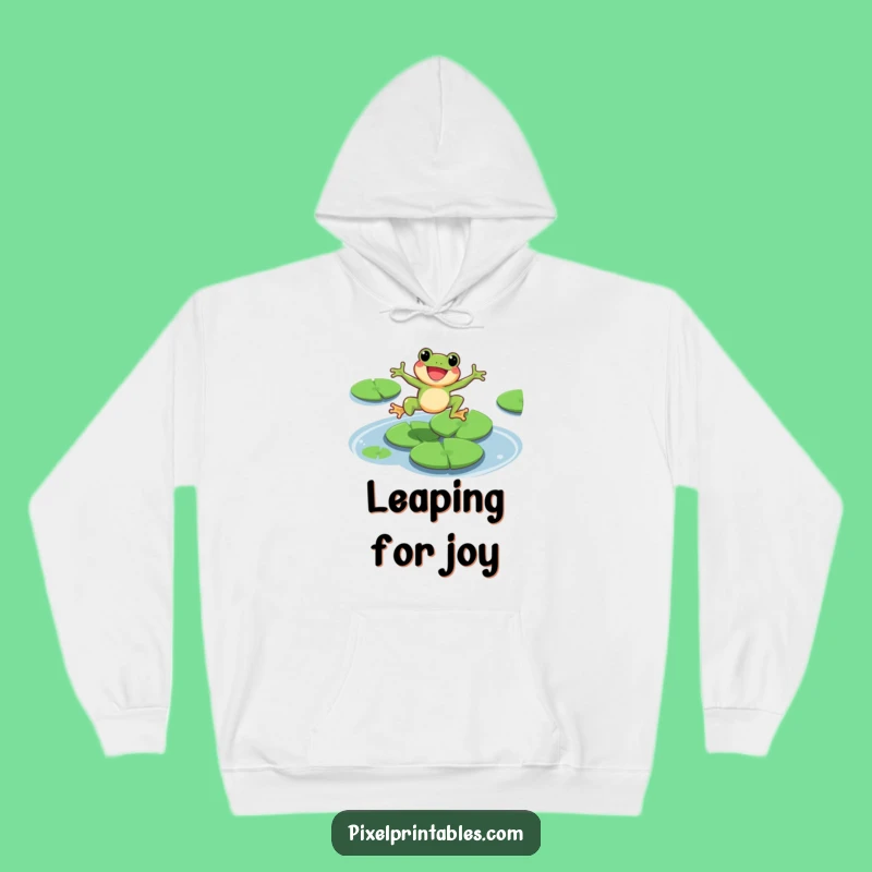 Funny Pixel Frog Hoodie: Cozy Leaping Character Sweatshirt, Ideal Funny Gift