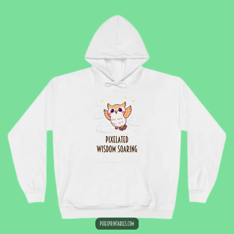Funny Pixel Owl Hoodie: Cozy Flight for a Warm Funny Gift