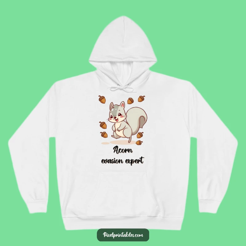 Funny Squirrel Pixel Acorn Dodge Hoodie - Cozy Gamer Swag!