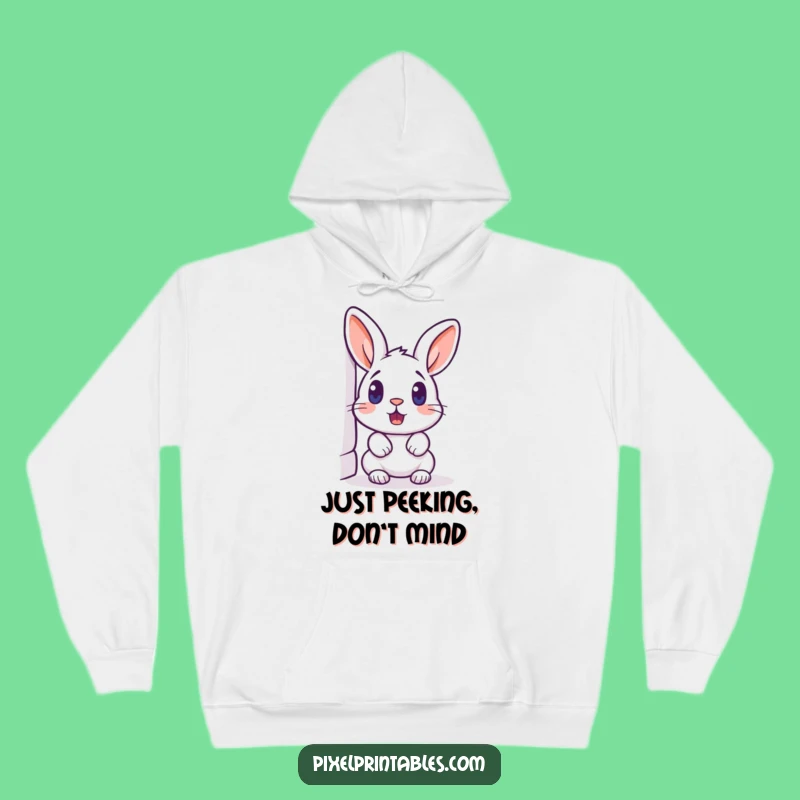 Funny Pixelated Rabbit Hoodie: Cozy Surprised Gamer Apparel for Pixel Art Enthusiasts
